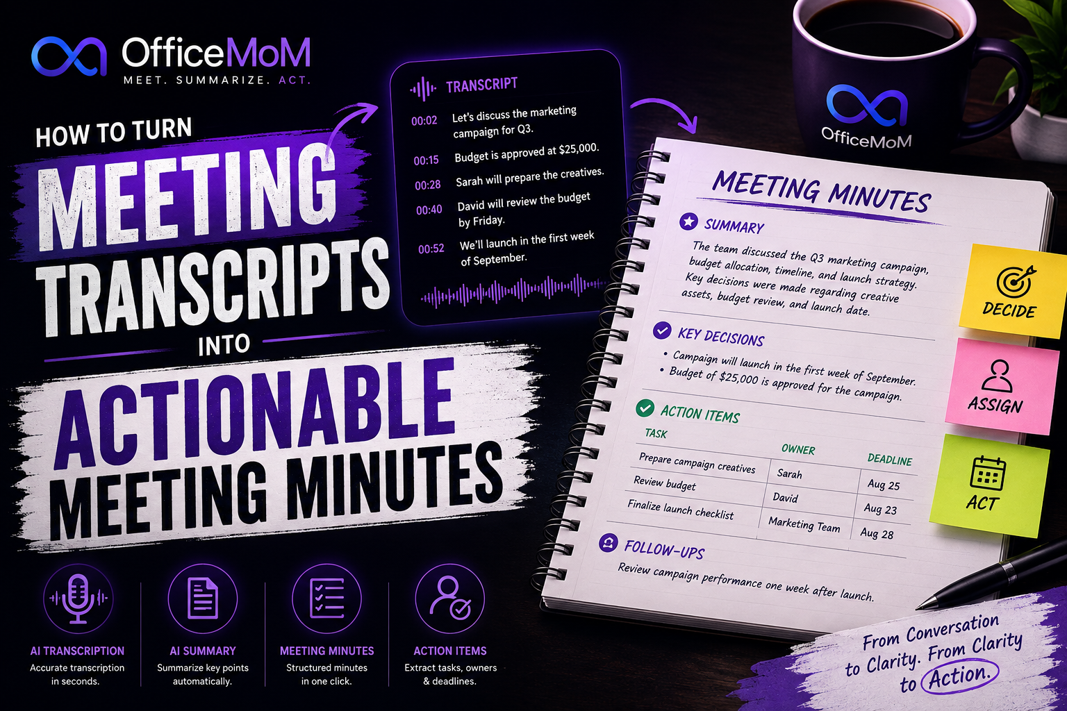 How to Turn Meeting Transcripts into Actionable Meeting Minutes