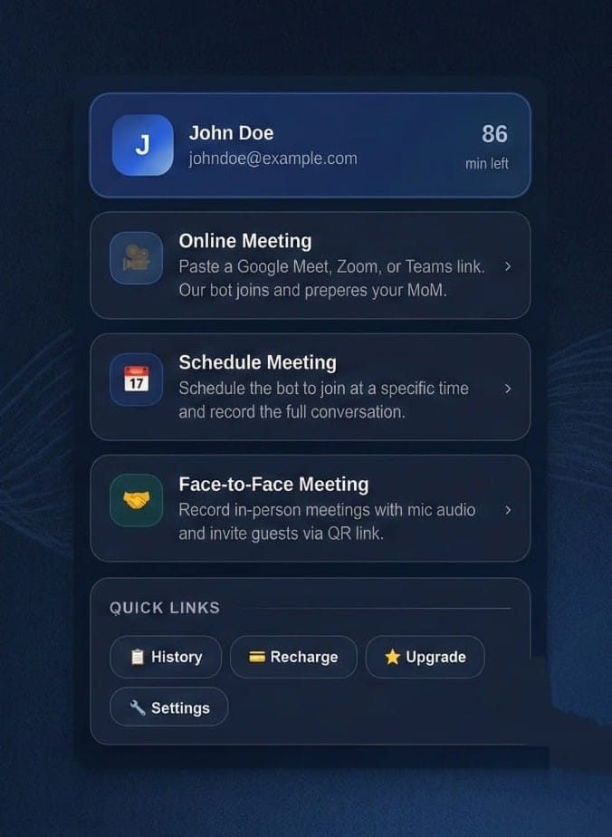 OfficeMoM Chrome Extension Popup
